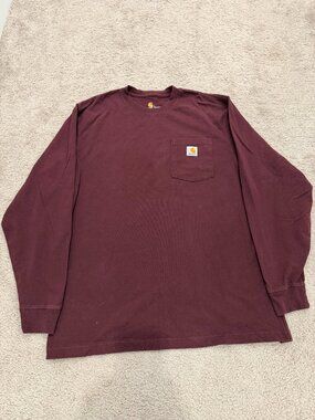 Carhartt Long Sleeve Pocket Tee | Size L | Port Burgundy